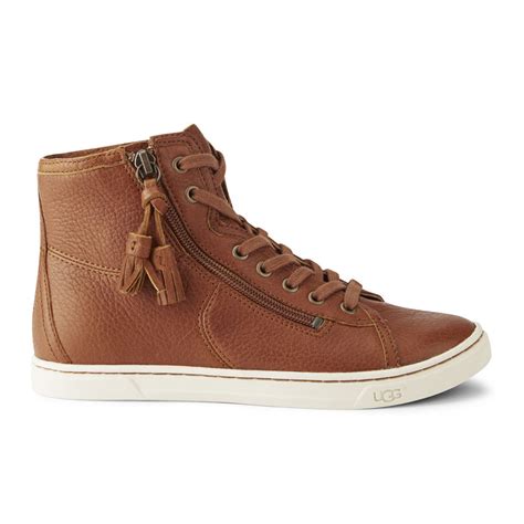 UGG Women's Blaney Leather Hi-Top Trainers - Brandy - Free UK Delivery over £50