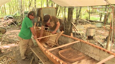 Making a bark canoe ~ Build wooden shipm