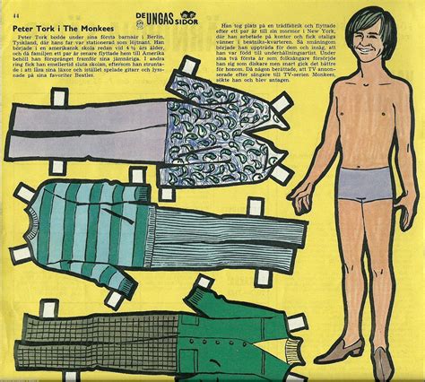 The Monkees PETER TORK Paper Doll 1967 Pop Music TV StarPeter Tork | Paper dolls, Vintage paper ...