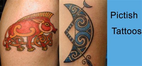 two tattoos on both legs with an elephant and crescent moon in the middle one is red