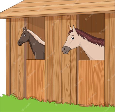 Premium Vector | Vector illustration showing horses standing in a stable