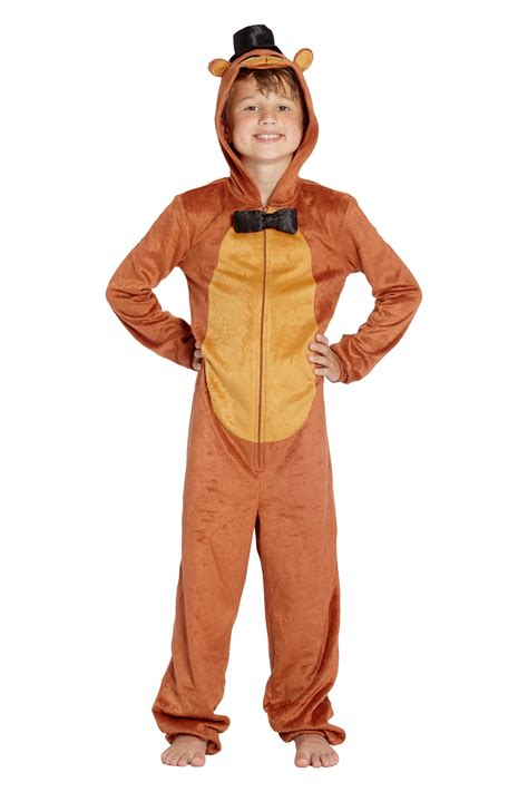 Five Nights at Freddys Boys Freddy Fazbear Costume One Piece Pajamas Union Suit (Brown, LG ...