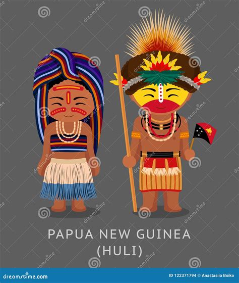 Papua New Guinea. Huli Tribe Stock Vector - Illustration of little ...