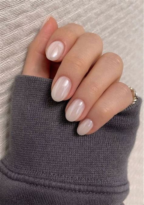 White Pearl Extra Short Almond Coffin Round Nail Press On/ False ...