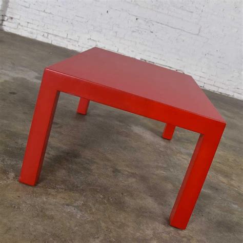 Mid-Century Modern Chinese Red Painted Rectangle Parsons Coffee Table For Sale at 1stDibs