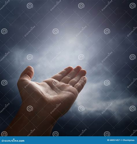 Hand Reaching for the Cloud Stock Image - Image of caucasian, blue: 68051457