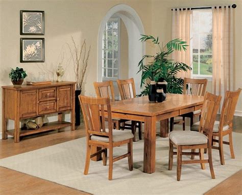 Light Oak Finish Casual Dining Room Table w/Optional Chairs | Oak ...