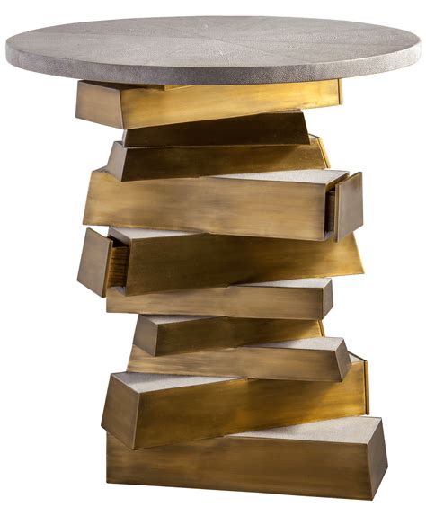 Bullion Confection Shagreen Side Table Contemporary, Transitional, Metal, Natural Material, Side ...