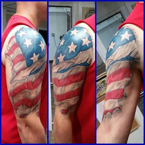 50 Awesome American Flag Tattoo Ideas! | Outsons American Flag Sleeve ...