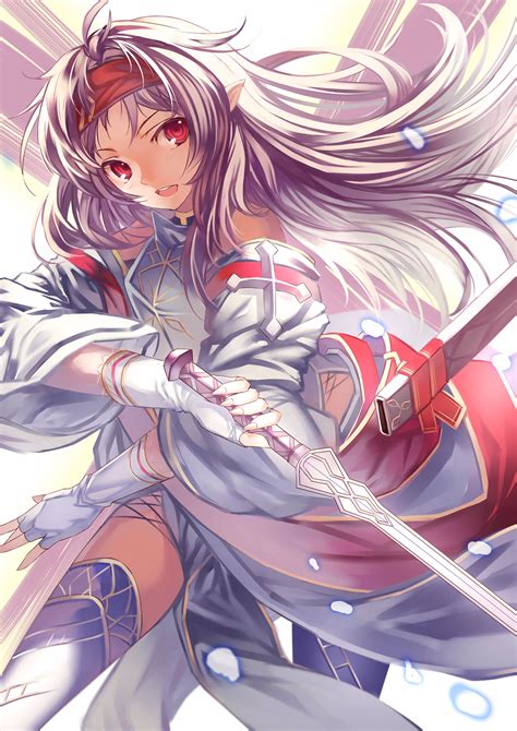 anime, Anime Girls, Artwork, Konno Yuuki, Sword Art Online, Red Eyes ...