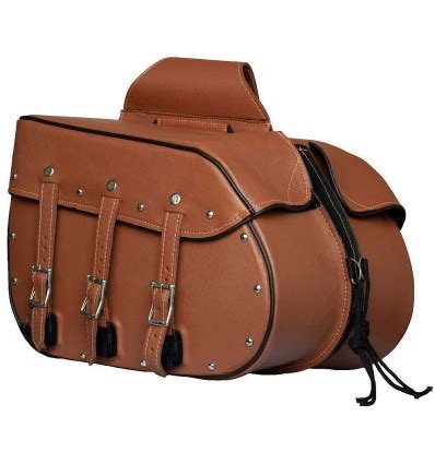 Medium-Large Brown Premium Leather Saddlebag with Studs