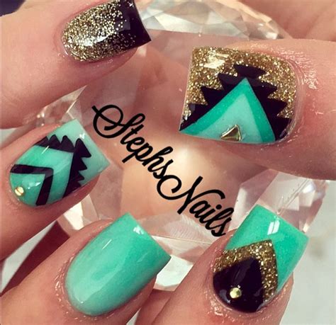 Only certain ones but the colors together.... | Tribal nails, Green nails, Green nail art