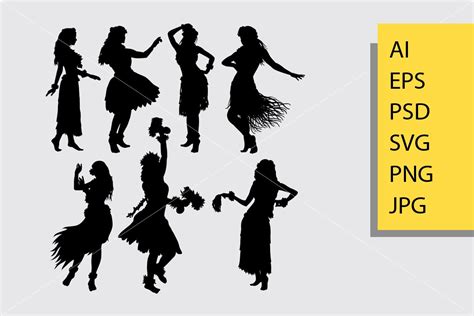 Hula hula girl dance silhouette (511570) | Illustrations | Design Bundles