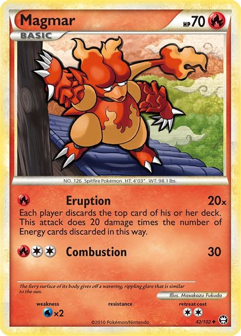 Magmar Pokemon Card / Magmar 42/102 HS Triumphant Uncommon Pokemon Card NEAR MINT TCG : Here ...