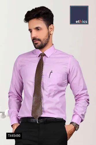 Mens Formal Shirt - Purple Plain Readymade Uniform Shirts for Corporate ...