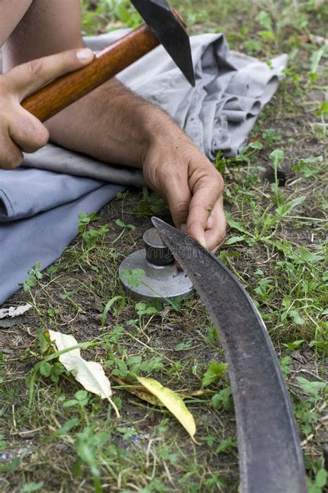 Scythe sharpen stock photo. Image of inherited, worker - 32837190