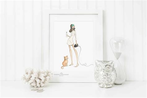 Holly Golightly Cat fashion illustration art print Holly | Etsy