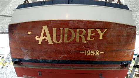 Gold Leaf Yacht Lettering for Audrey, a Classic Yacht. - Designs & Signs