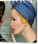A Vogue Cover Of Sarah Thom Wearing A Blue Hat Art Print by Richard Rutledge - Conde Nast