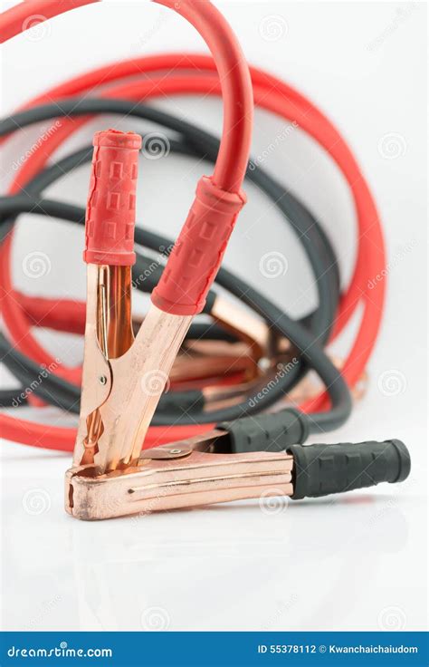 Red and Black Jumper Cable Isolated on White Background. Stock Photo - Image of power, negative ...