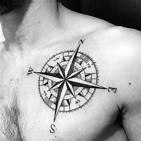 32 Awesome Chest Tattoos for Men | Simple compass tattoo, Tattoos for guys, Chest tattoo compass