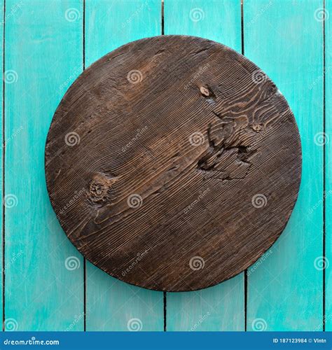 Round Wooden Plate on Old Wooden Background Stock Photo - Image of rural, natural: 187123984
