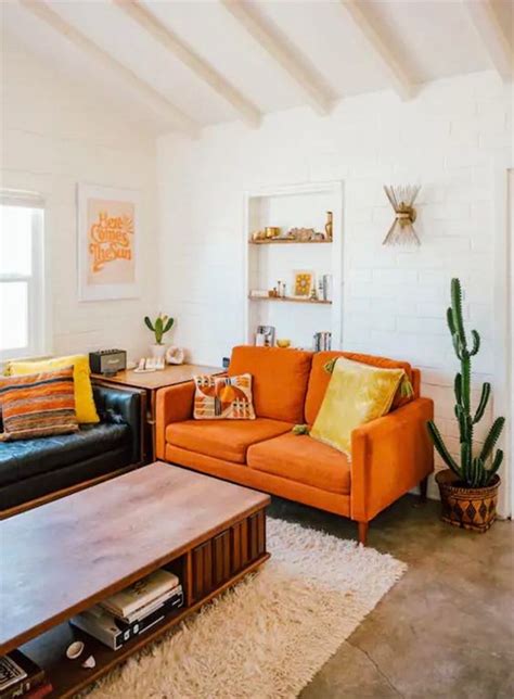 Orange Leather Sofa Living Room : Polyester, chenille, microfiber, linen, cotton…lots of ...