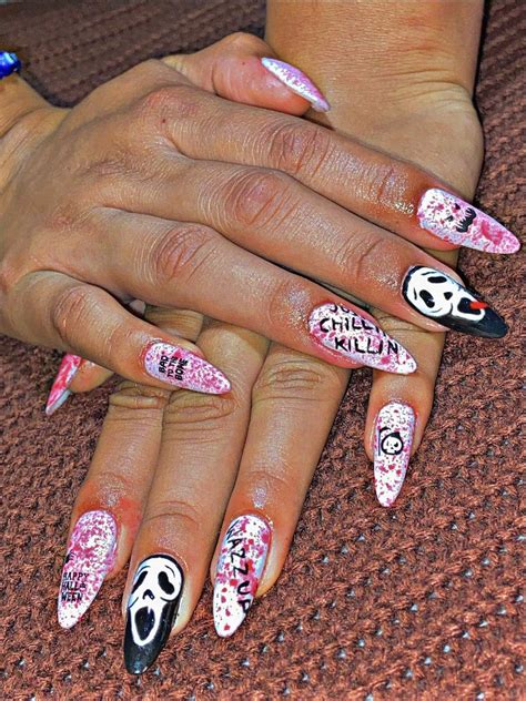 Scream nails | Nails, Long acrylic nails, Halloween acrylic nails