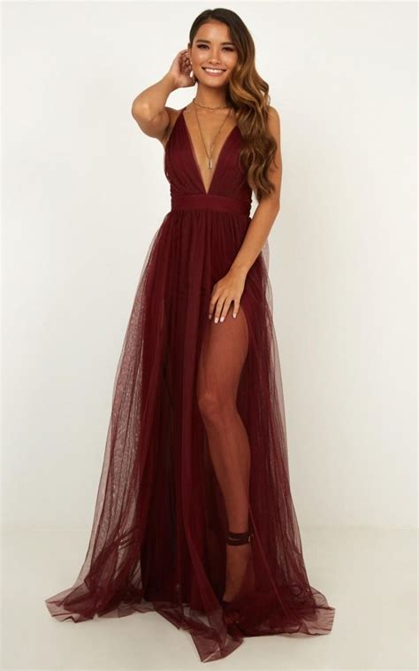 Celebrate Tonight Maxi Dress In Wine | Showpo | Celebrity dresses, Wine ...