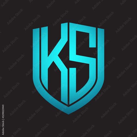 KS Logo monogram with emblem shield design isolated with blue colors on black background Stock ...