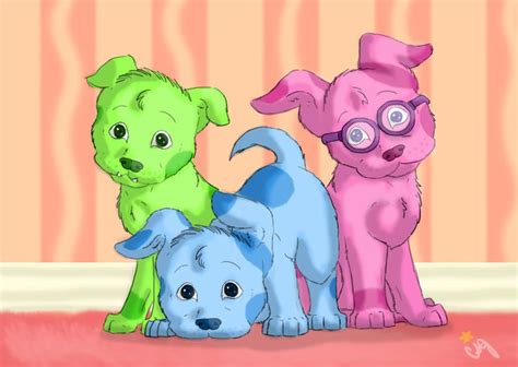 Blue, Magenta, and Green Puppy (Blue's Clues) | Blue’s clues, Puppies, Art photography portrait