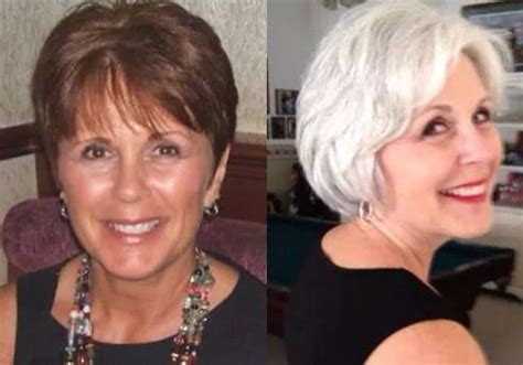 gray hair, love this before and after. Honestly she looks better au naturel. More Silver White ...