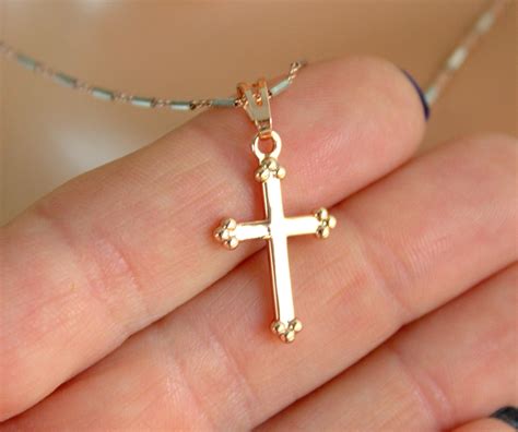 Rose Gold Cross Pendant Necklace Sterling Silver Christian Jewelry Two ...