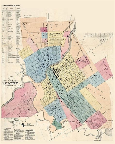 1859 Town Map of Flint Michigan | Etsy | Map, Town map, Antique map