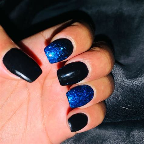 Black and blue #glitternails #shortsquarenails #nails Black And Blue Nails, Black Ombre Nails ...