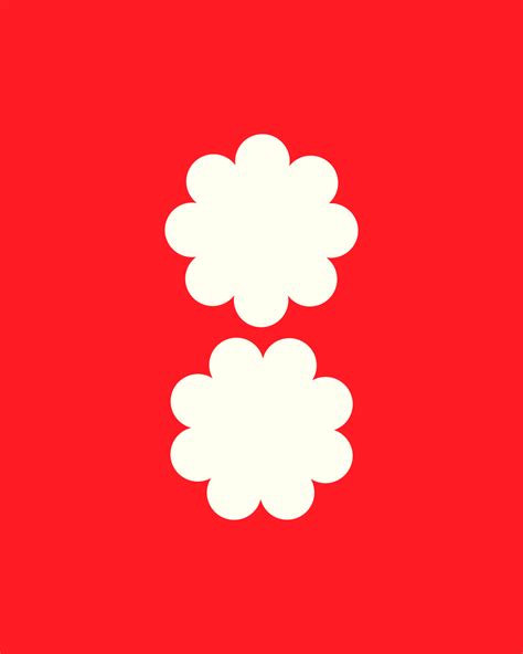 two white flowers on a red background, one is smaller than the other in size