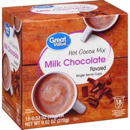 Great Value Milk Chocolate Hot Cocoa K-Cups, 0.53 oz, 18 count - Walmart.com | Hot cocoa mixes ...