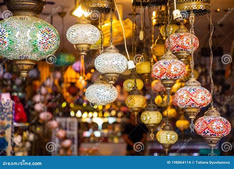 Turkish Multicolor Lamps in the Bazaar in Antalya, Turkey Stock Photo ...