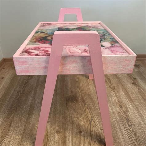 Frida Kahlo Hand-painted Pink Art Epoxy Resin Coffee Table, Modern Custom Home Furniture ...