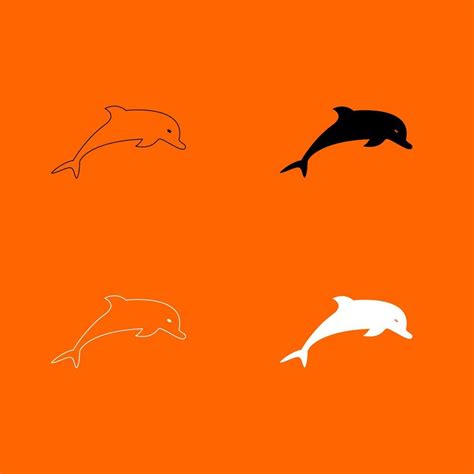 Dolphin black and white color set icon . 6953322 Vector Art at Vecteezy