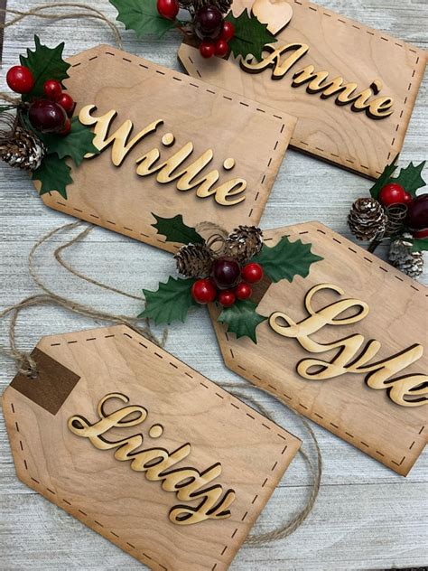 Wooden Gift Tags / Wooden Name Tags / Custom Wooden Name Tags - Etsy