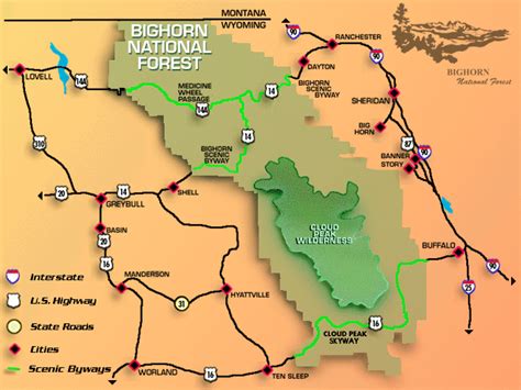 Bighorn Mountains Map