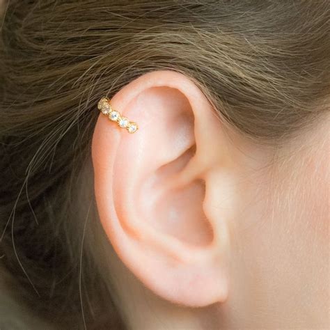 Mother Day Helix Piercing Gold, Helix Earring, Pave Cartilage Earrings, Helix Earring Hoop ...