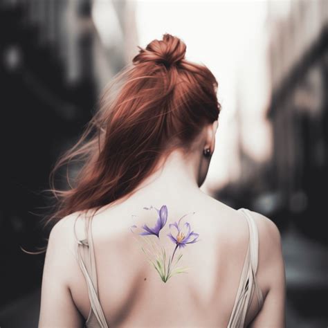 Watercolor Crocus Flower Tattoo Design – Tattoos Wizard Designs