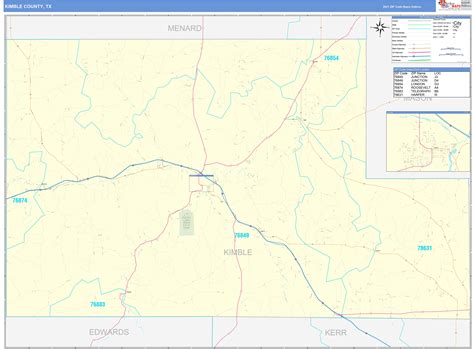 Kimble County, TX Zip Code Wall Map Basic Style by MarketMAPS ...