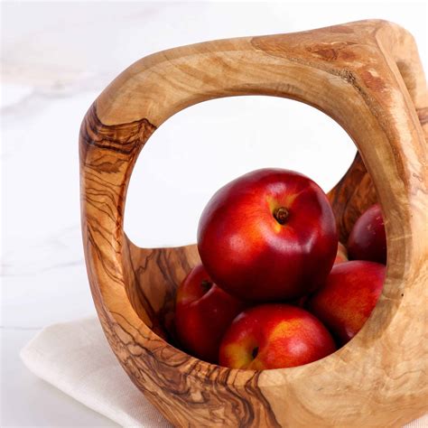 Wooden Fruit Basket with Wood Handle - Artisraw