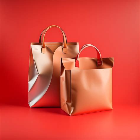 Premium AI Image | Brown recyclable eco paper bag vs red plastic bag isolated on white background