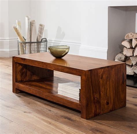 Sheesham Wood Center Coffee Table Movable Tea Tables Furniture for Home Living Room (Honey ...