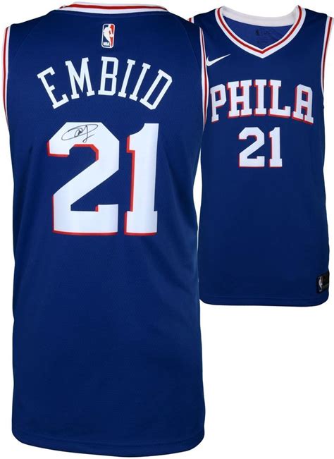 Joel Embiid Philadelphia 76ers Autographed Blue Nike Swingman Jersey #sportsmemorabilia # ...