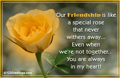 Our Friendship Rose Will Never Wither Away! Free Miss You eCards | 123 Greetings